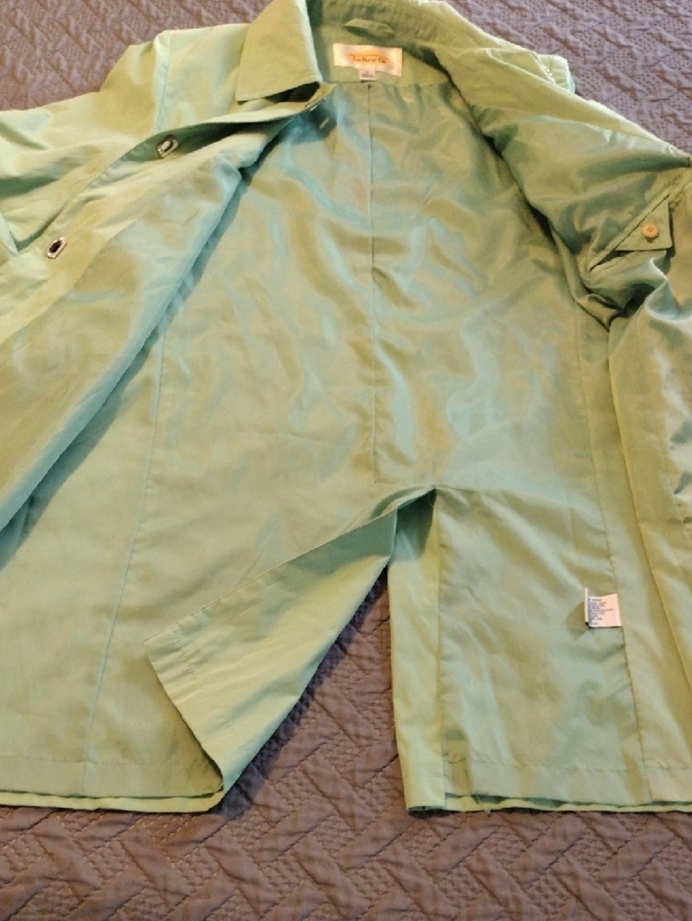 Talbots Mint Green Single-Button Trench Coat - Picture 13 of 16